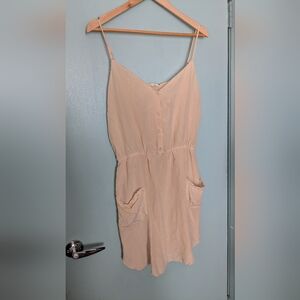 Aritzia t. babaton 100% Silk Cami Mini Dress Button Front Pockets Sheer Blush L